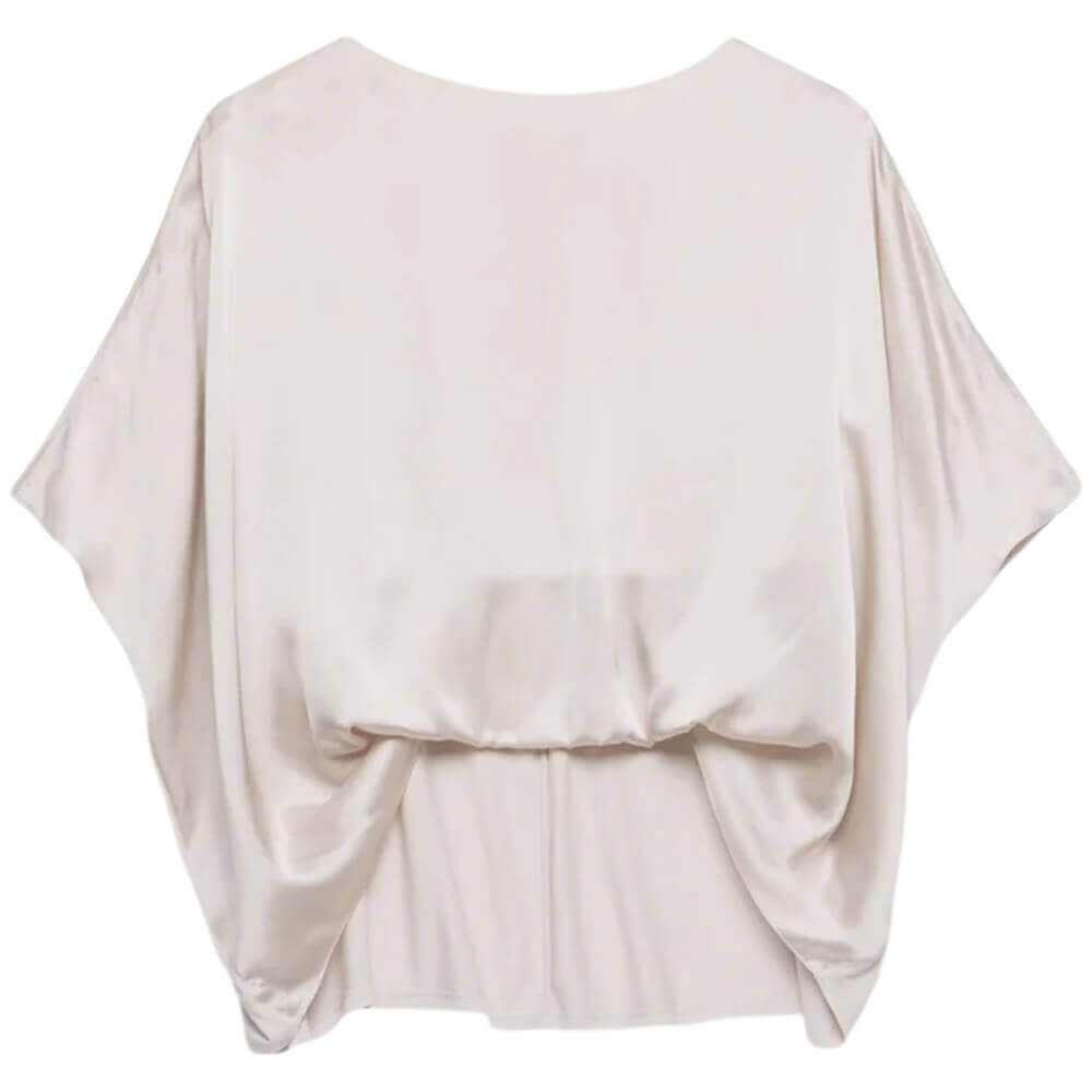 Mint Velvet Beige Silk Mix Blouson Top